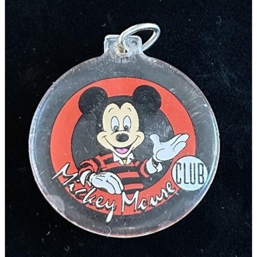 Vintage Disney Mickey Mouse Club Round Acrylic Keychain *Keyring Missing*